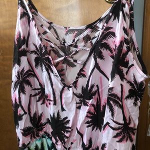 Two toned palm tree romper!